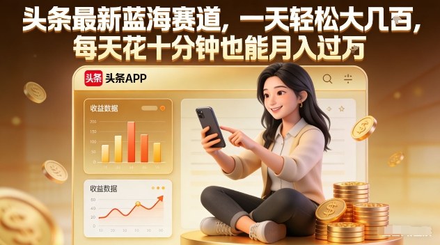 头条最新蓝海赛道，一天轻松大几张，每天花十分钟也能月入过1W【揭秘】-吾爱创业网