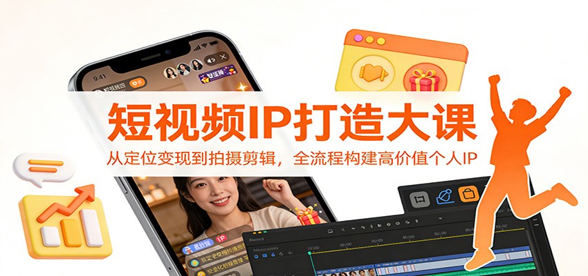 短视频IP打造大课：从定位变现到拍摄剪辑，全流程构建高价值个人IP-吾爱创业网