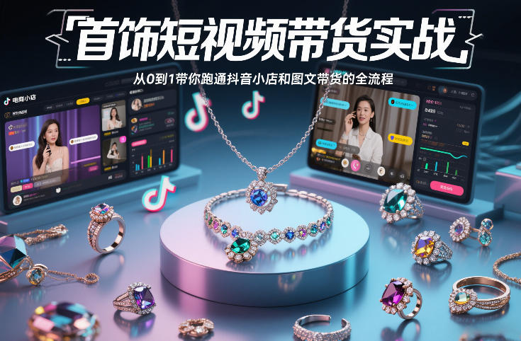首饰短视频带货实战，从0到1带你跑通抖音小店和图文带货的全流程-吾爱创业网