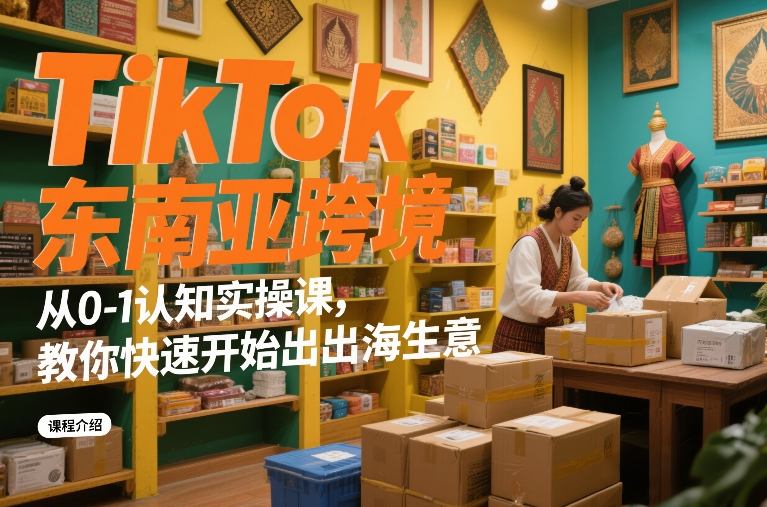 TikTok东南亚跨境从0-1认知实操课，教你快速开始出海生意-吾爱创业网