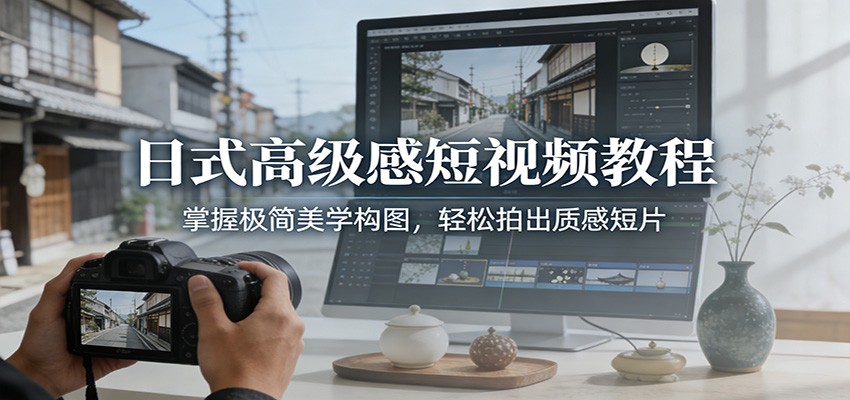 日式高级感短视频教程：掌握极简美学构图，轻松拍出质感短片-吾爱创业网