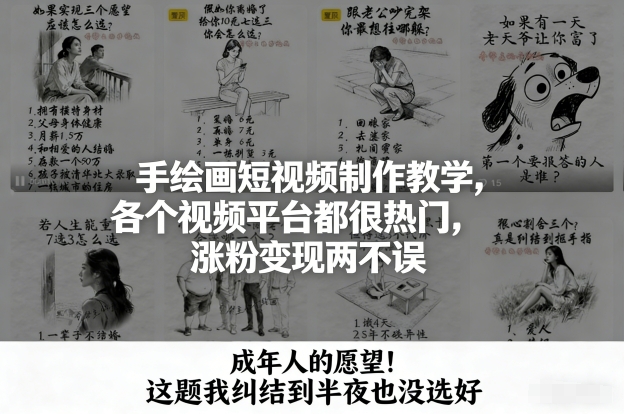 手绘画短视频制作教学，各个视频平台都很热门，涨粉变现两不误-吾爱创业网