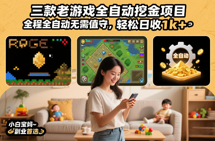 三款老游戏全自动挖金项目，全程全自动无需值守，轻松日收1k+，小白宝妈副业首选【揭秘】-吾爱创业网