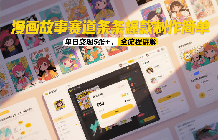 漫画故事赛道条条爆款制作简单，单日变现5张+，全流程讲解-吾爱创业网