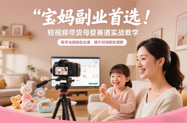 宝妈副业首选！短视频带货母婴赛道实战教学，新手也能轻松出单，碎片时间轻松增收-吾爱创业网