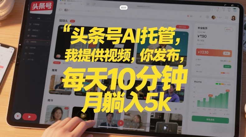 头条号AI托管，我提供视频，你发布，每天10分钟，月躺入5k+【揭秘】-吾爱创业网