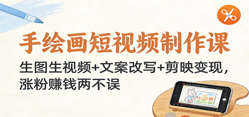 手绘画短视频制作课：生图生视频+文案改写+剪映变现，涨粉赚钱两不误-吾爱创业网