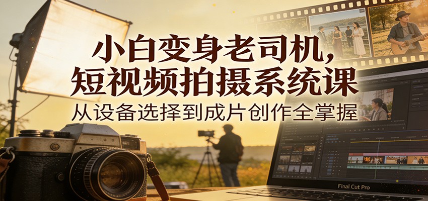 小白变身老司机，短视频拍摄系统课，从设备选择到成片创作全掌握-吾爱创业网