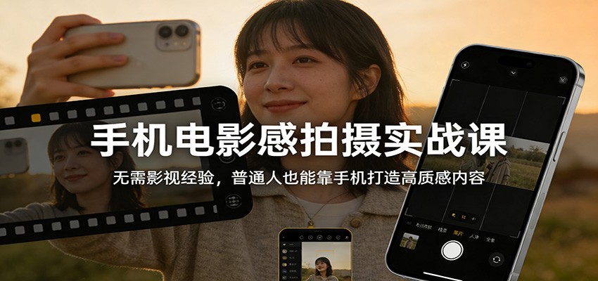 手机电影感拍摄实战课：无需影视经验，普通人也能靠手机打造高质感内容-吾爱创业网