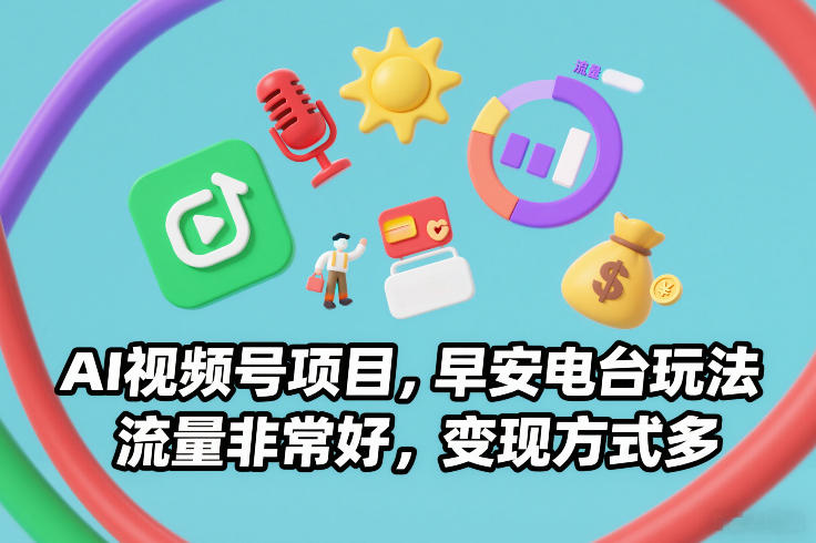 AI视频号项目，早安电台玩法，流量非常好，变现方式多-吾爱创业网