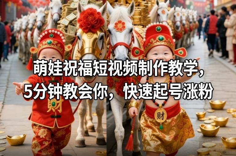 萌娃祝福短视频制作教学，5分钟教会你，快速起号涨粉-吾爱创业网