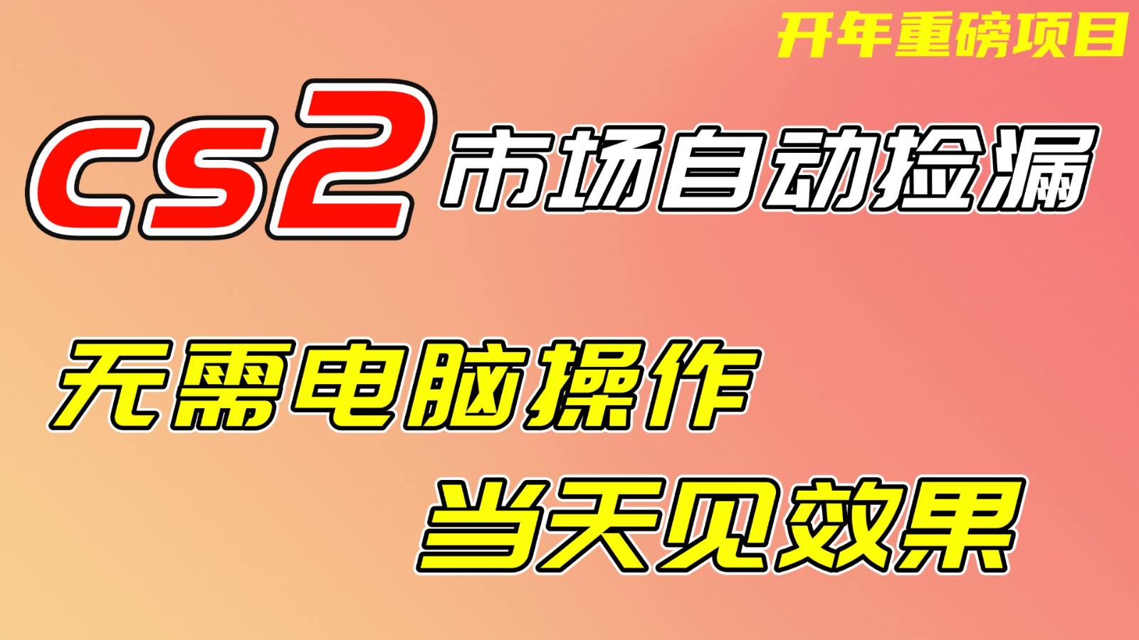 CS2市场挂机项，无需电脑操作，无需进入游戏，当天见效果，支持任何形式验证-吾爱创业网