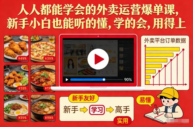 人人都能学会的外卖运营爆单课，新手小白也能听的懂，学的会，用得上-吾爱创业网