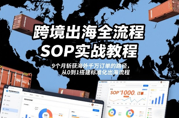 跨境出海全流程全盘托出SOP实战教程，9个月斩获海外千万订单的路径，从0到1搭建标准化出海流程-吾爱创业网