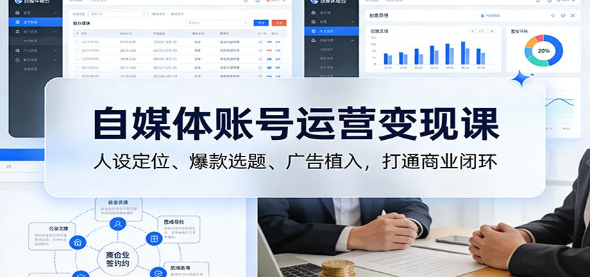 自媒体账号运营变现课：人设定位、爆款选题、广告植入，打通商业闭环-吾爱创业网