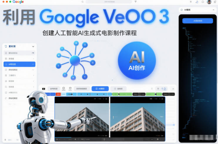 利l用Google Veo 3创建人工智能AI生成式电影制作课程，使用人工智能的力量创建令人惊叹的视频-吾爱创业网
