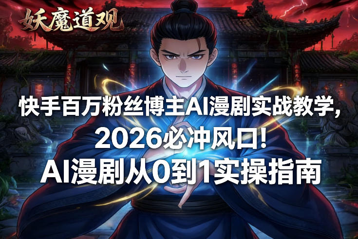 快手百万粉丝博主AI漫剧实战教学,2026必冲风口!AI漫剧从0到1实操指南-吾爱创业网