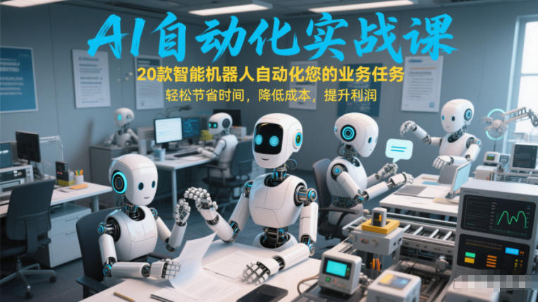 AI自动化实战课：20款智能机器人自动化您的业务任务，轻松节省时间，降低成本，提升利润-吾爱创业网