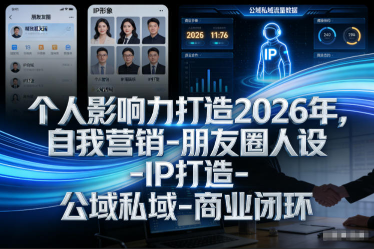 个人影响力打造2026年，自我营销-朋友圈人设-IP打造-公域私域-商业闭环-吾爱创业网