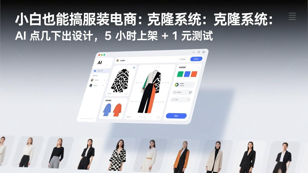 (17411期)小白也能搞服装电商:克隆系统:AI 点几下出设计,5 小时上架 + 1 元测试-吾爱创业网
