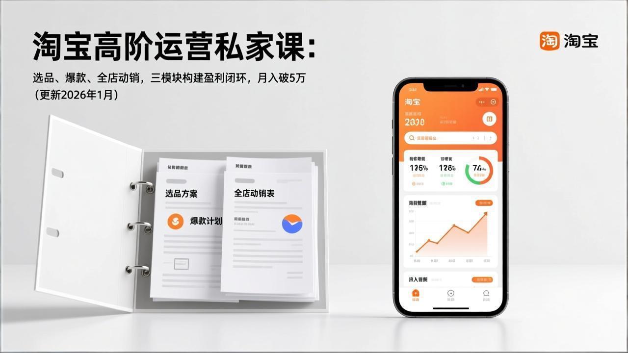 （17280期）淘宝高阶运营私家课：选品、爆款、全店动销，三模块构建盈利闭环，月入破5万（更新26年1月）-吾爱创业网