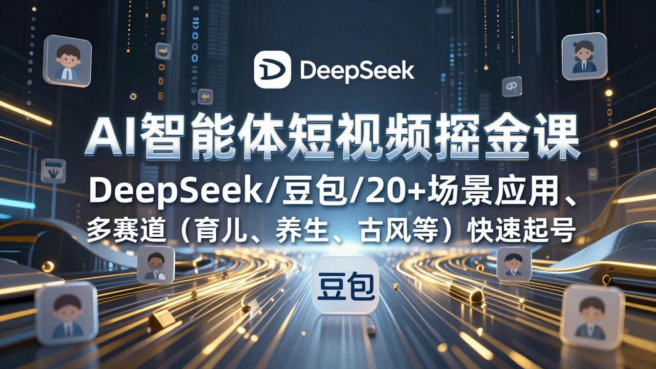 （17365期）AI智能体短视频掘金课，DeepSeek/豆包/20+场景应用、多赛道（育儿、养生、古风等）快速起号-吾爱创业网