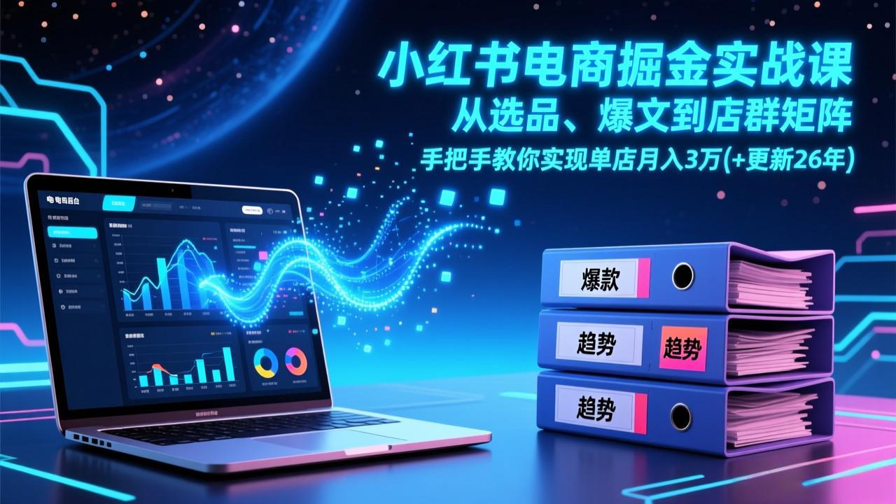 （17290期）小红书电商掘金实战课，从选品、爆文到店群矩阵，手把手教你实现单店月入3万+(更新26年)-吾爱创业网