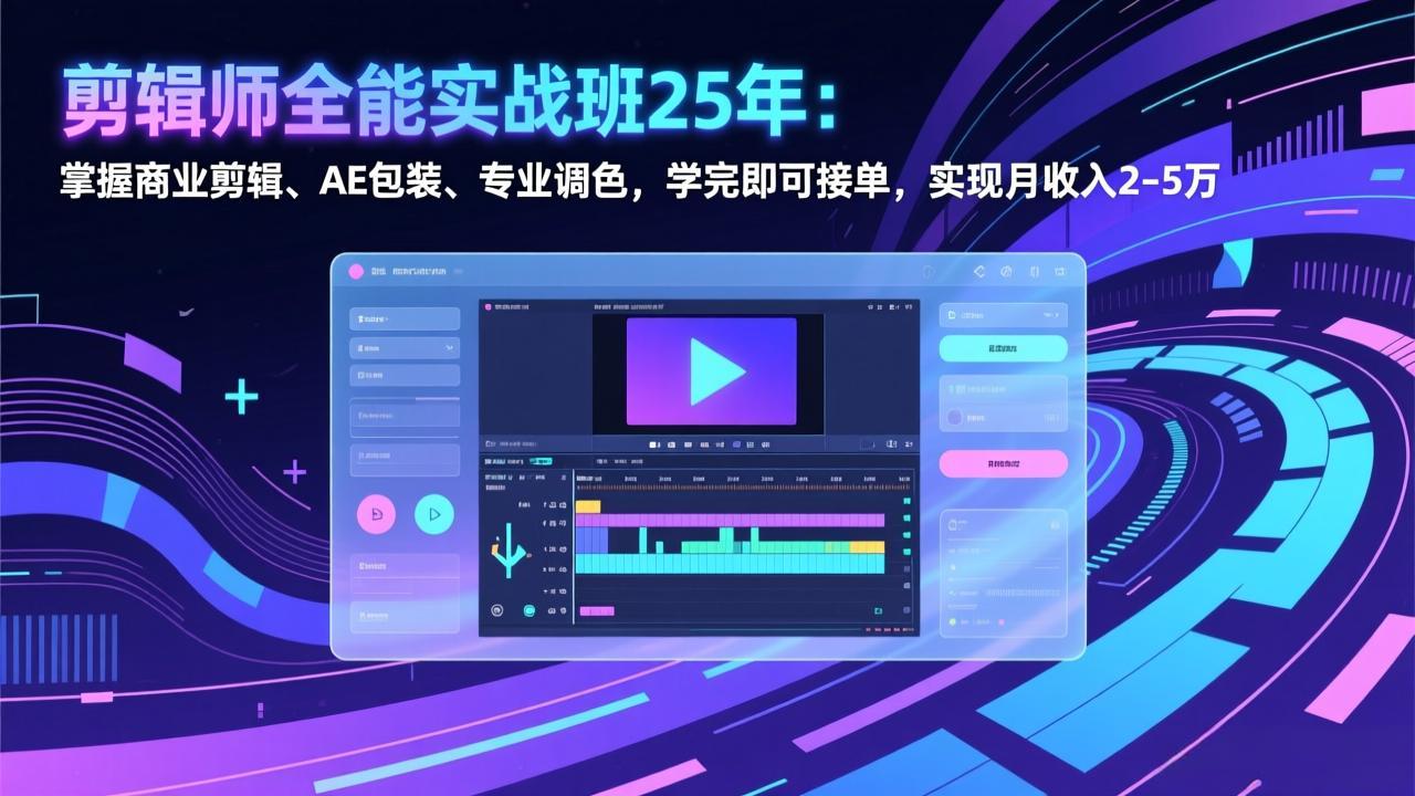 (17294期)剪辑师全能实战班25年:掌握商业剪辑、AE包装、专业调色,学完即可接单,实现月收入2-5万-吾爱创业网