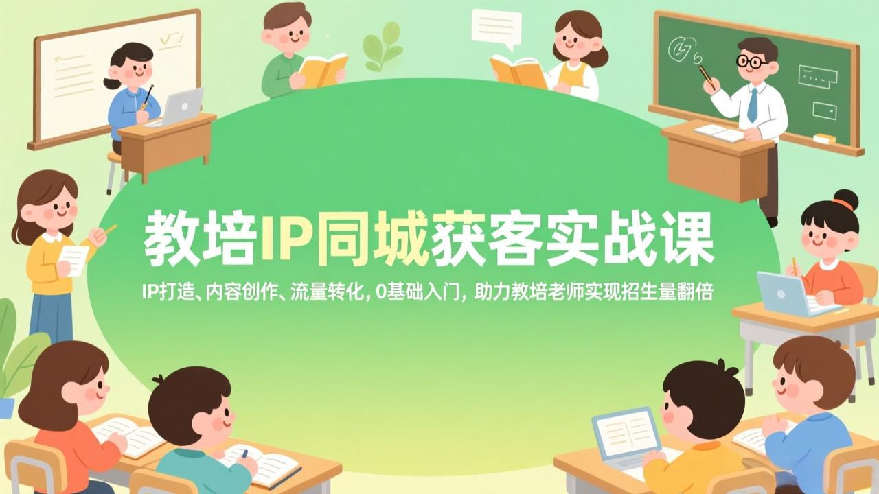 （17341期）教培IP同城获客实战课，IP打造、内容创作、流量转化，0基础入门，助力教培老师实现招生量翻倍-吾爱创业网
