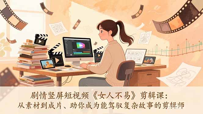 （17305期）剧情竖屏短视频《女人不易》剪辑课：从素材到成片、助你成为能驾驭复杂故事的剪辑师-吾爱创业网