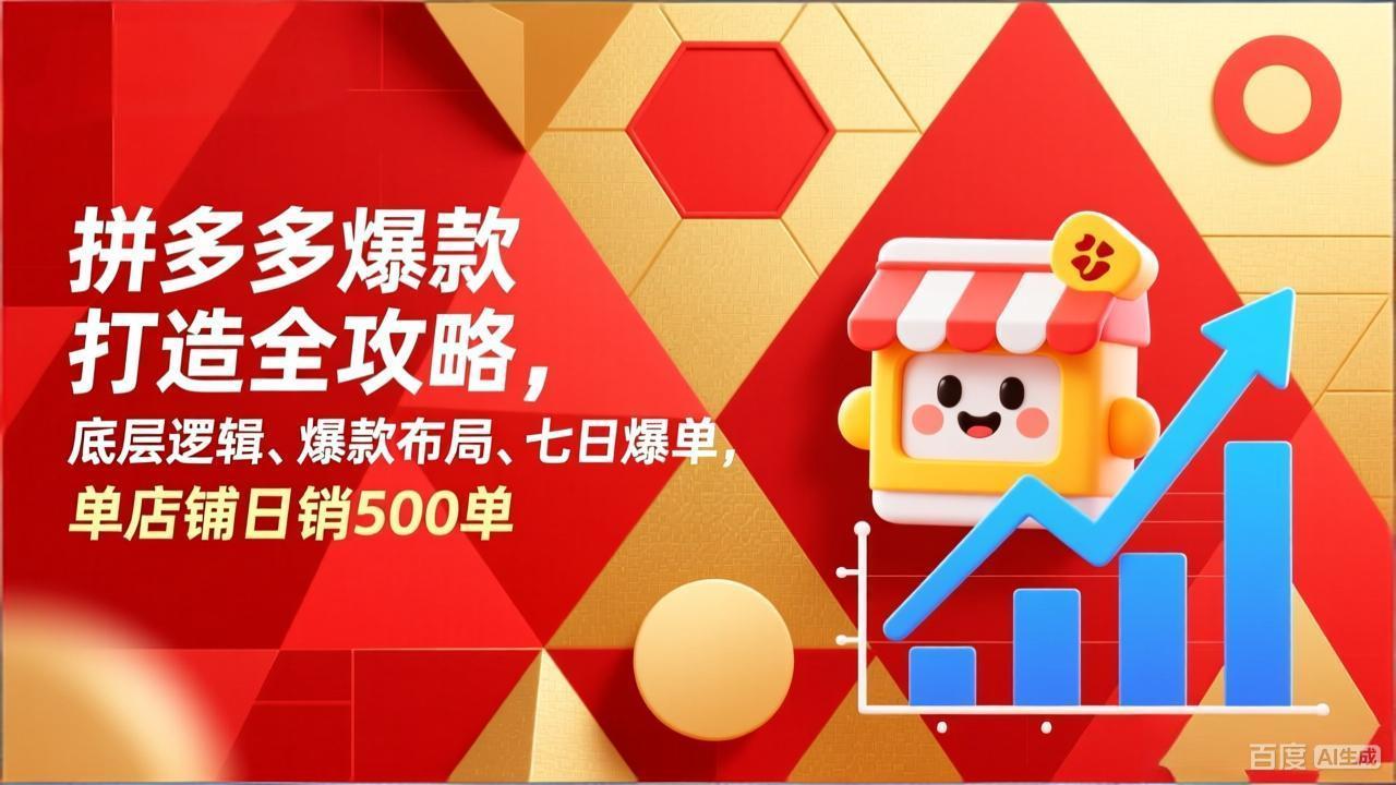 （17346期）拼多多爆款打造全攻略，底层逻辑、爆款布局、七日爆单，单店铺日销500单-吾爱创业网