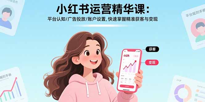 （17468期）小红书运营精华课-更新：平台认知/广告投放/账户设置,快速掌握精准获客与变现-吾爱创业网