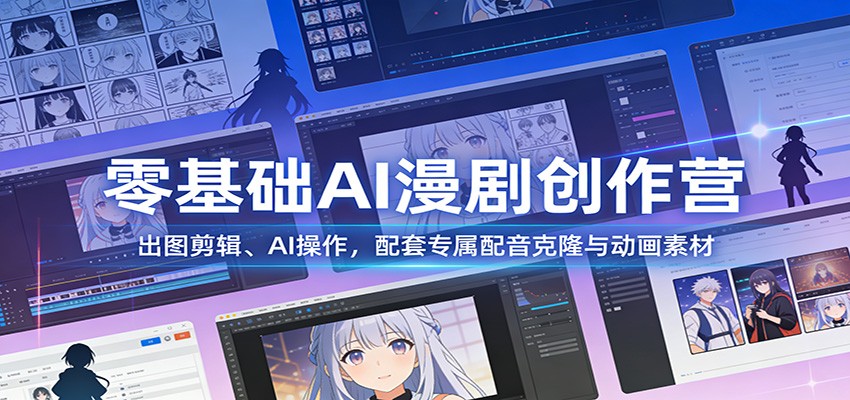零基础AI漫剧创作营：出图剪辑、AI操作，配套专属配音克隆与动画素材-吾爱创业网