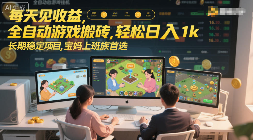 每天见收益,全自动游戏搬砖,轻松日入1k,长期稳定项目,宝妈上班族首选【揭秘】-吾爱创业网