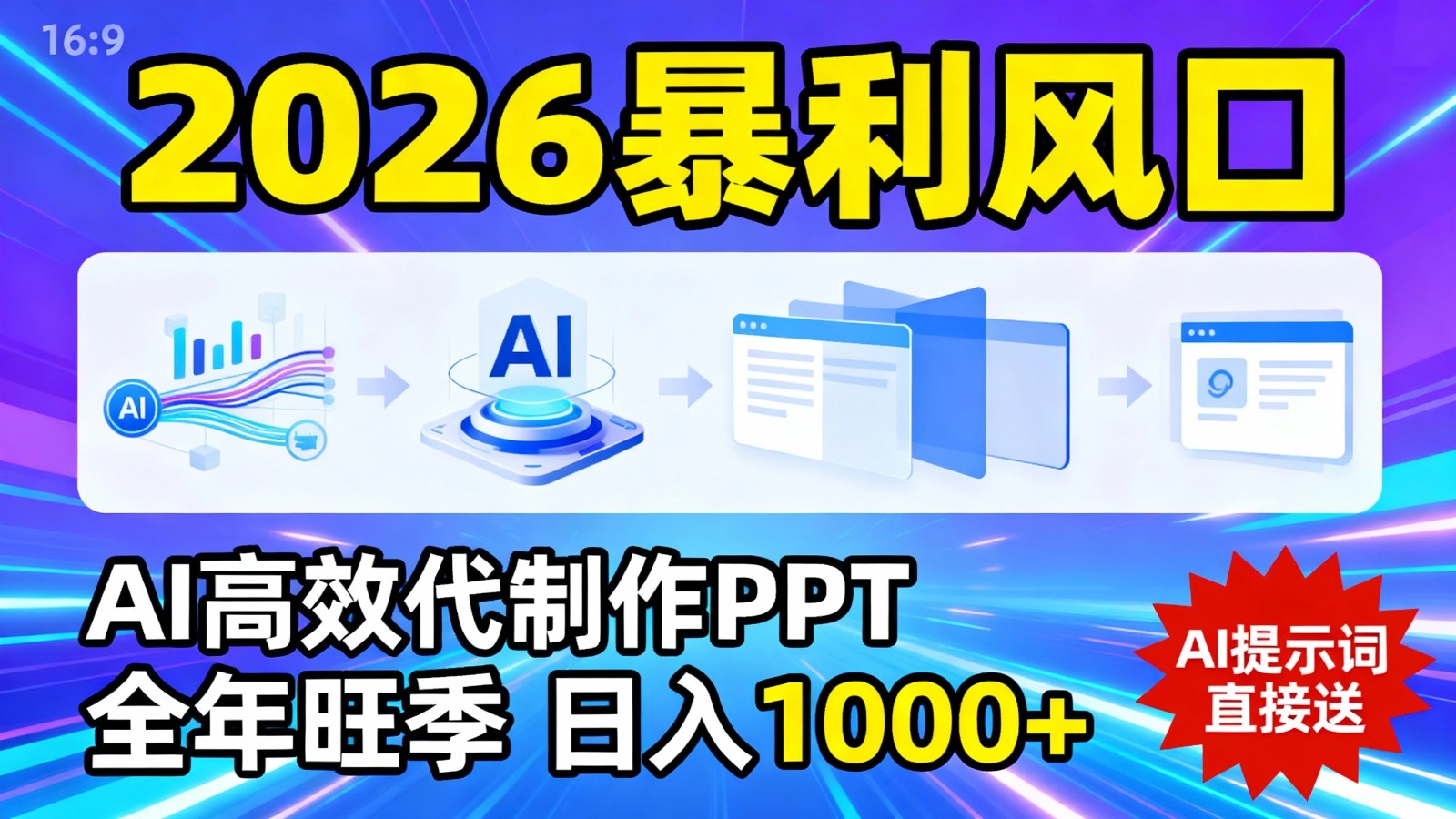 2026暴利！用AI高效代制作 PPT，全年旺季，日入 1000+，提示词直接送！-吾爱创业网
