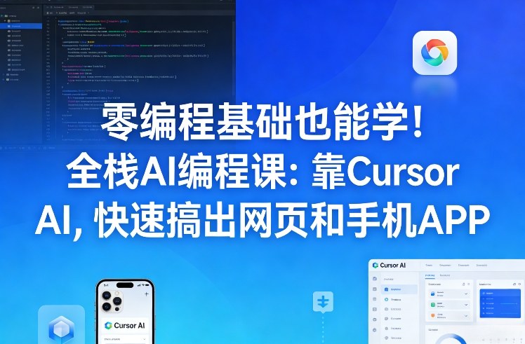 零编程基础也能学！全栈AI编程课：靠Cursor AI，快速搞出网页和手机APP-吾爱创业网