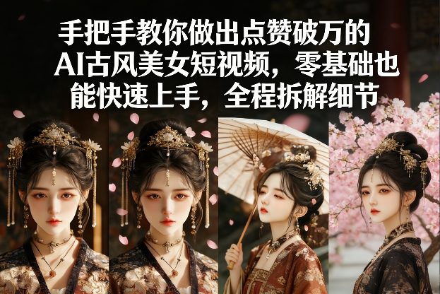手把手教你做出点赞破万的AI古风美女短视频，零基础也能快速上手，全程拆解细节-吾爱创业网