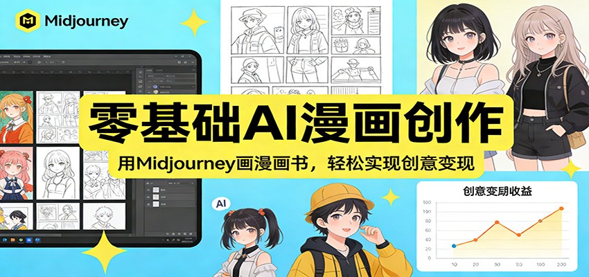 零基础AI漫画创作：用Midjourney画漫画书，轻松实现创意变现-吾爱创业网