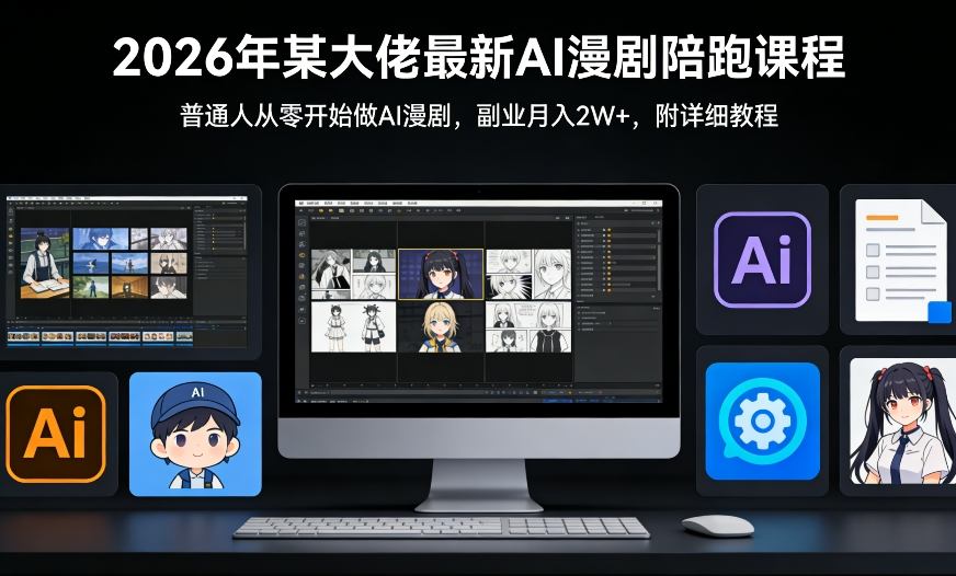 26年某大佬最新Ai漫剧陪跑课程，普通人从零开始做AI漫剧，副业月入2W+-吾爱创业网