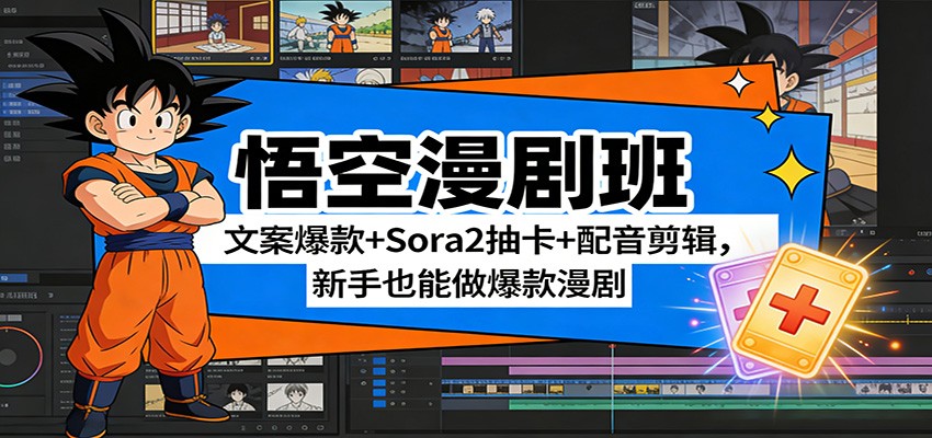悟空漫剧班：文案爆款+Sora2抽卡+配音剪辑，新手也能做爆款漫剧-吾爱创业网