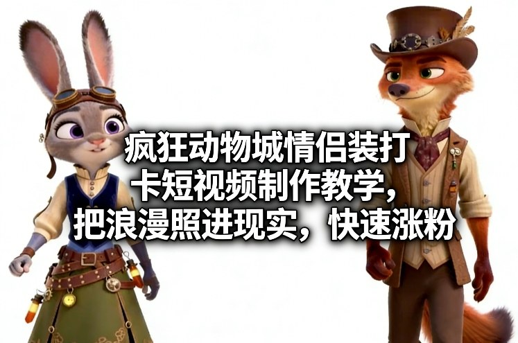 疯狂动物城情侣装打卡短视频制作教学，把浪漫照进现实，快速涨粉-吾爱创业网