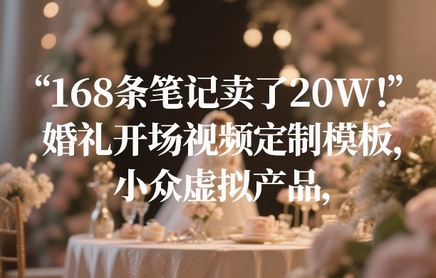168条笔记卖了20W！婚礼开场视频定制模板，小众虚拟产品-吾爱创业网