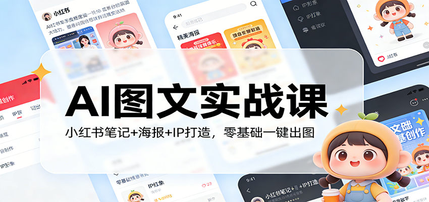 AI图文实战课：小红书笔记+海报+IP打造，零基础一键出图-吾爱创业网