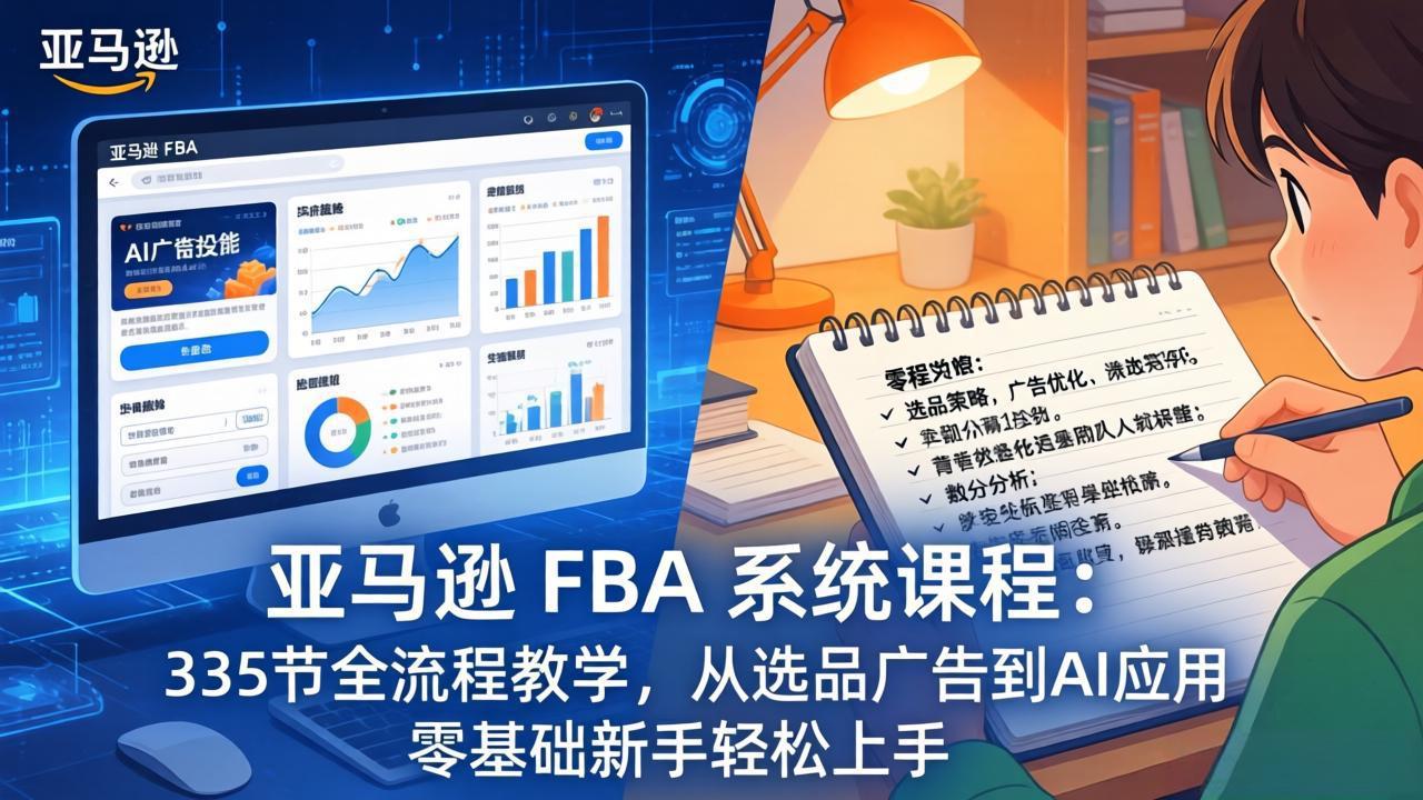 （17744期）亚马逊 FBA 系统课程（更新26年3月）335节全流程教学，从选品广告到AI应用，零基础新手轻松上手-吾爱创业网