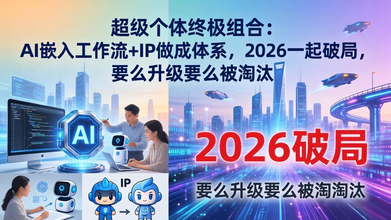 (17789期)超级个体终极组合:AI嵌入工作流+IP做成体系,2026一起破局,要么升级要么被淘汰-吾爱创业网