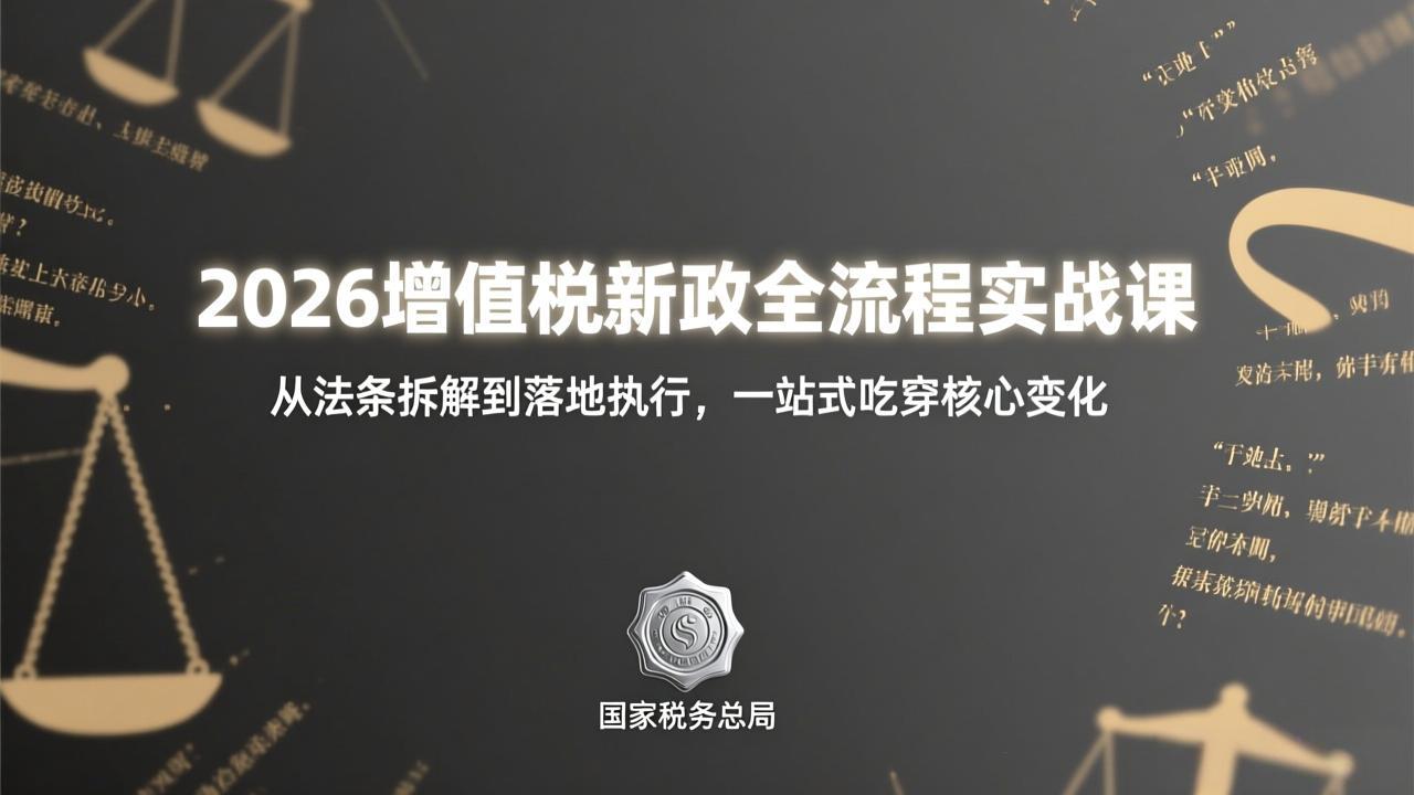 （17529期）2026增值税新政全流程实战课：从法条拆解到落地执行，一站式吃透核心变化-吾爱创业网