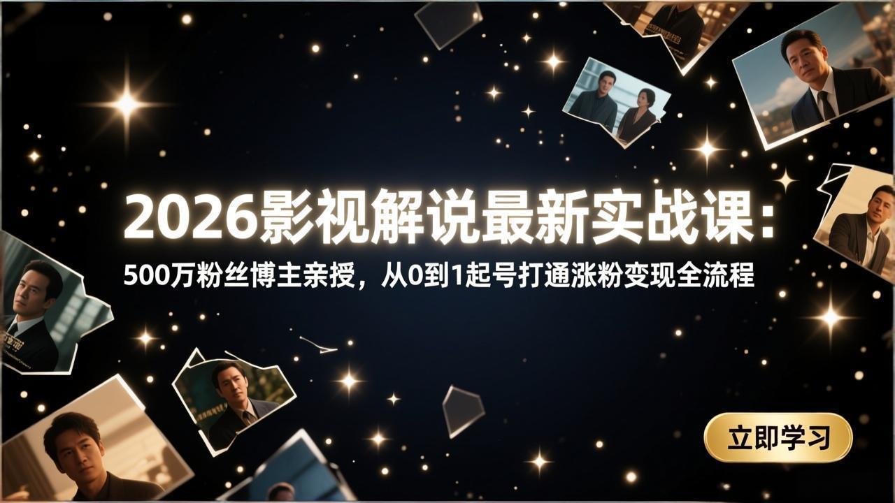 （17530期）2026影视解说最新实战课：500万粉丝博主亲授，从0到1起号打通涨粉变现全流程-吾爱创业网