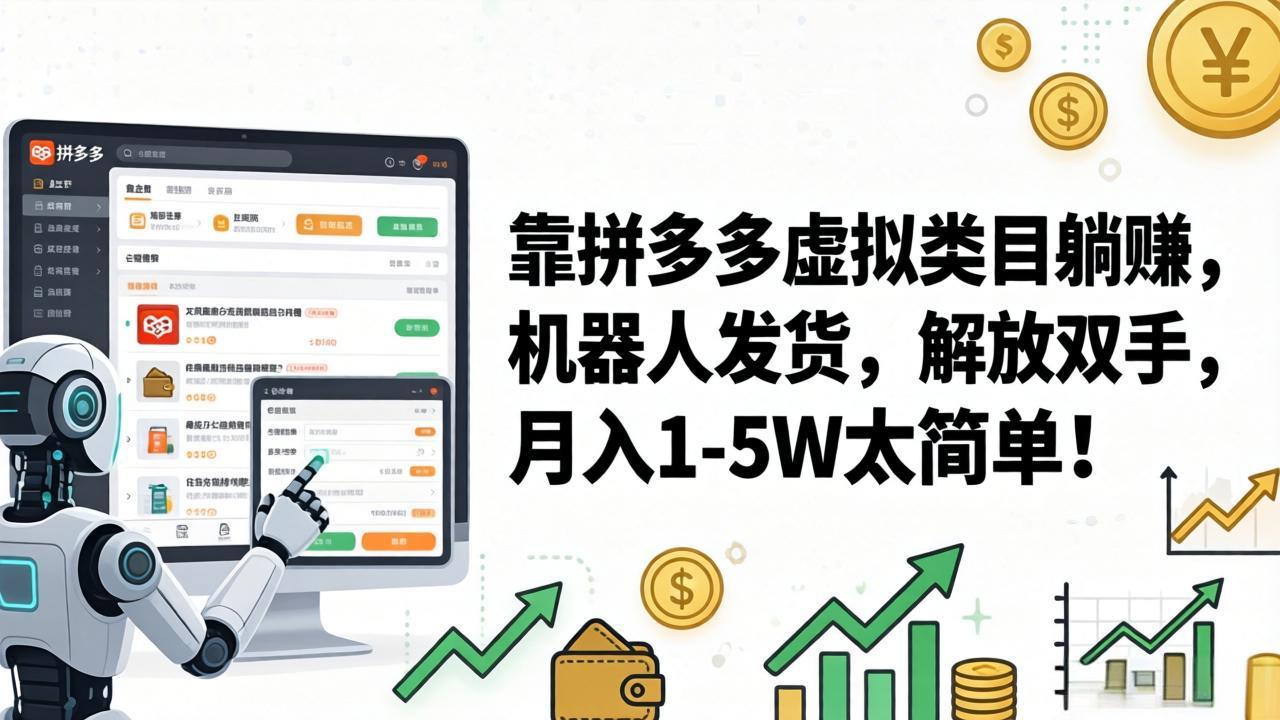 (17797期)靠拼多多虚拟类目躺赚,机器人发货,解放双手,月入 1‑5W 太简单!-吾爱创业网