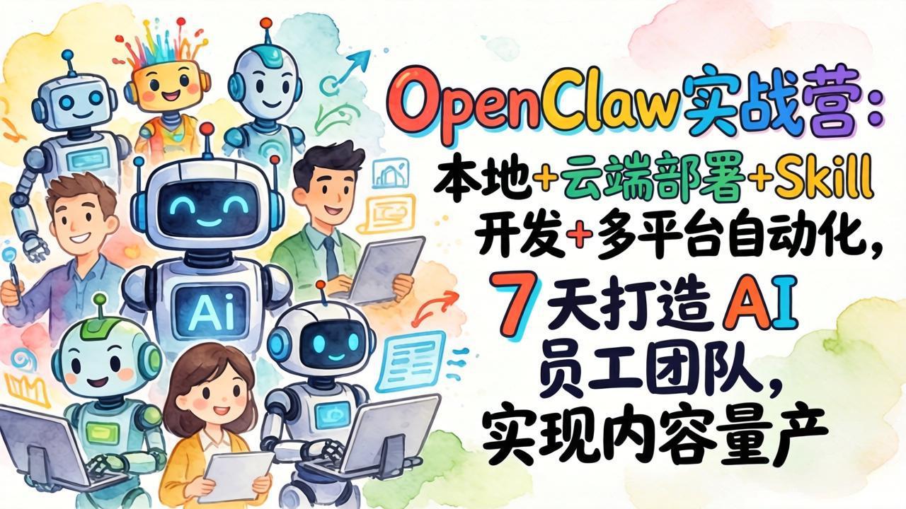 （17626期）OpenClaw实战营：本地+云端部署+Skill开发+多平台自动化，7 天打造 AI 员工团队，实现内容量产-吾爱创业网