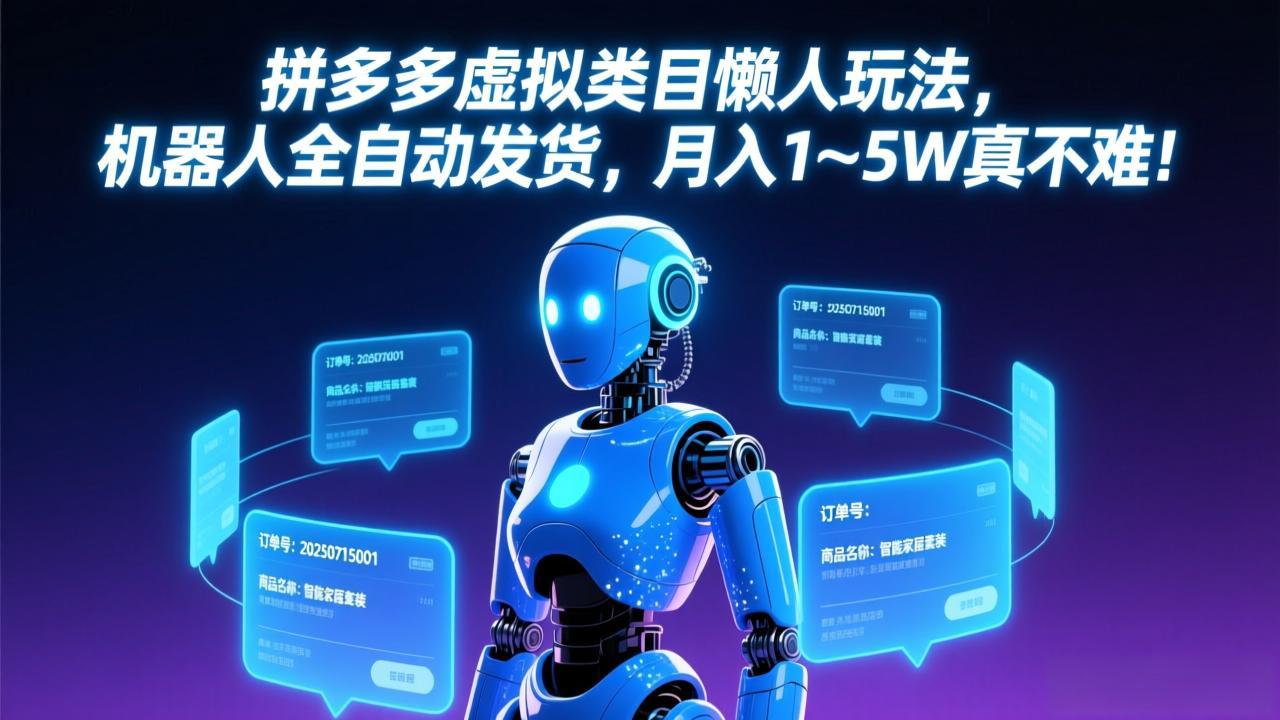（17547期）拼多多虚拟类目懒人玩法，机器人全自动发货，月入 1-5W 真不难！-吾爱创业网